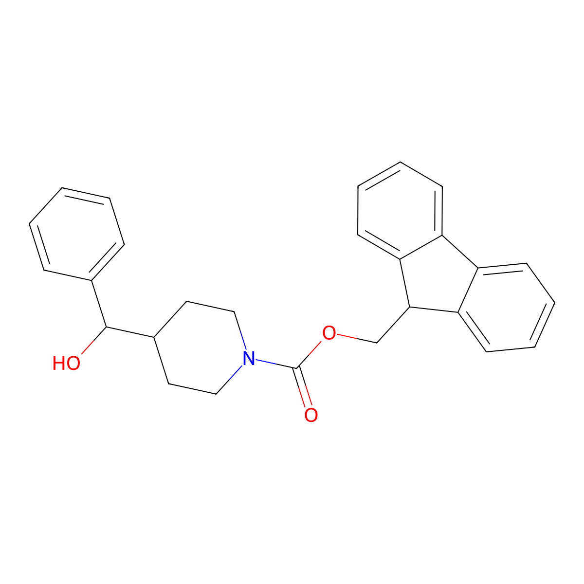 (9H-fluoren-9-yl)methyl 4-[hydroxy(phenyl)methyl]piperidine-1-carboxylate molecular structure, CAS 2763927-51-9
