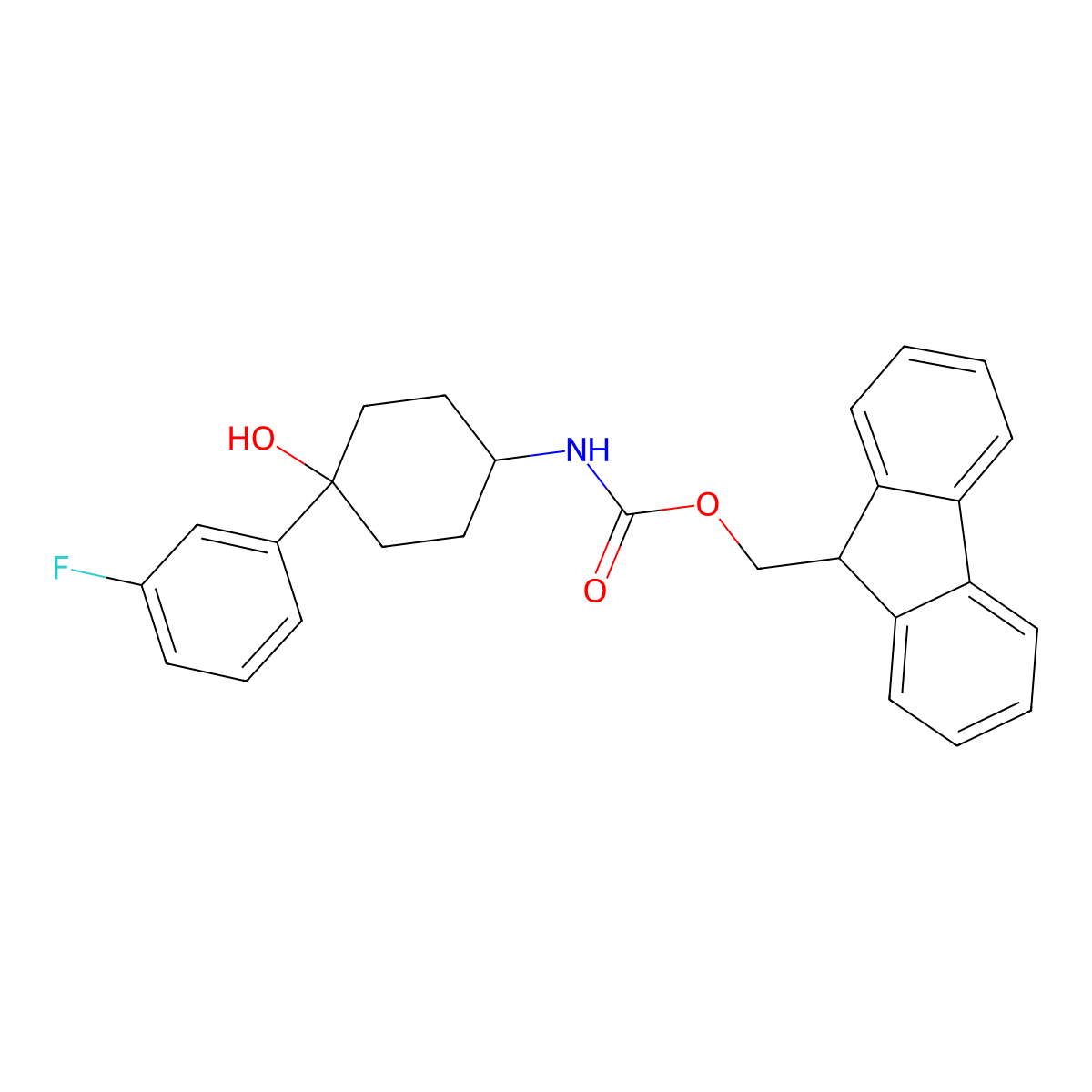 (9H-fluoren-9-yl)methyl N-[4-(3-fluorophenyl)-4-hydroxycyclohexyl]carbamate molecular structure, CAS 2763927-54-2