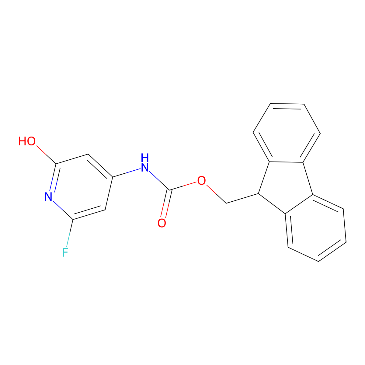 (9H-fluoren-9-yl)methyl N-(2-fluoro-6-hydroxypyridin-4-yl)carbamate molecular structure, CAS 2763927-57-5