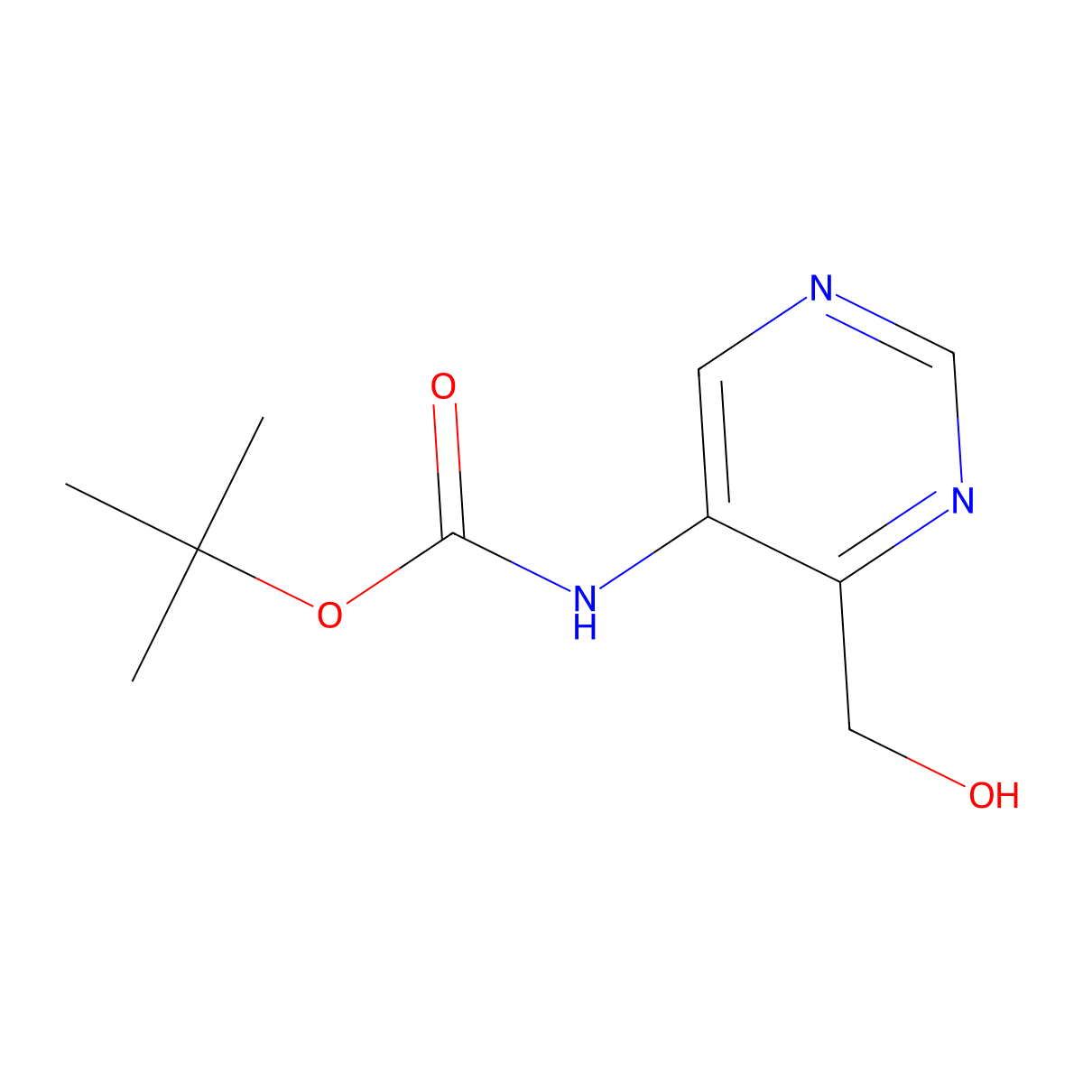 tert-butyl N-[4-(hydroxymethyl)pyrimidin-5-yl]carbamate molecular structure, CAS 2763927-59-7