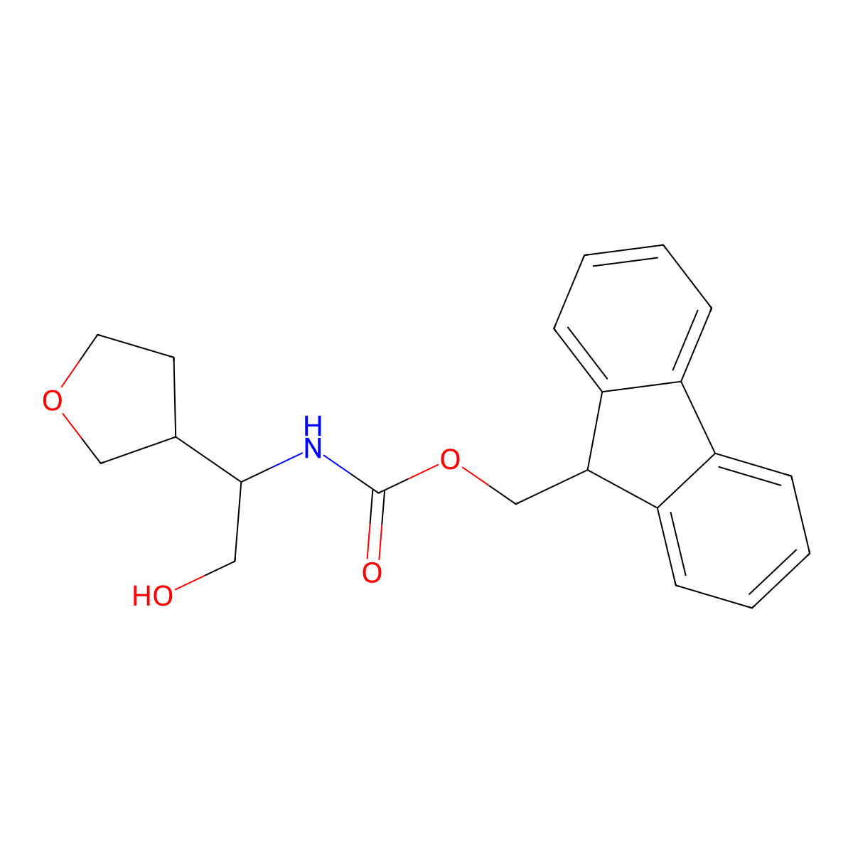 (9H-fluoren-9-yl)methyl N-[2-hydroxy-1-(oxolan-3-yl)ethyl]carbamate molecular structure, CAS 2763927-60-0