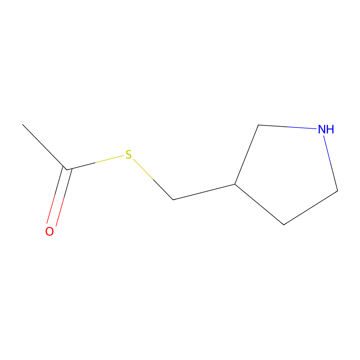1-{[(Pyrrolidin-3-yl)methyl]sulfanyl}ethan-1-one molecular structure, CAS 2763927-62-2