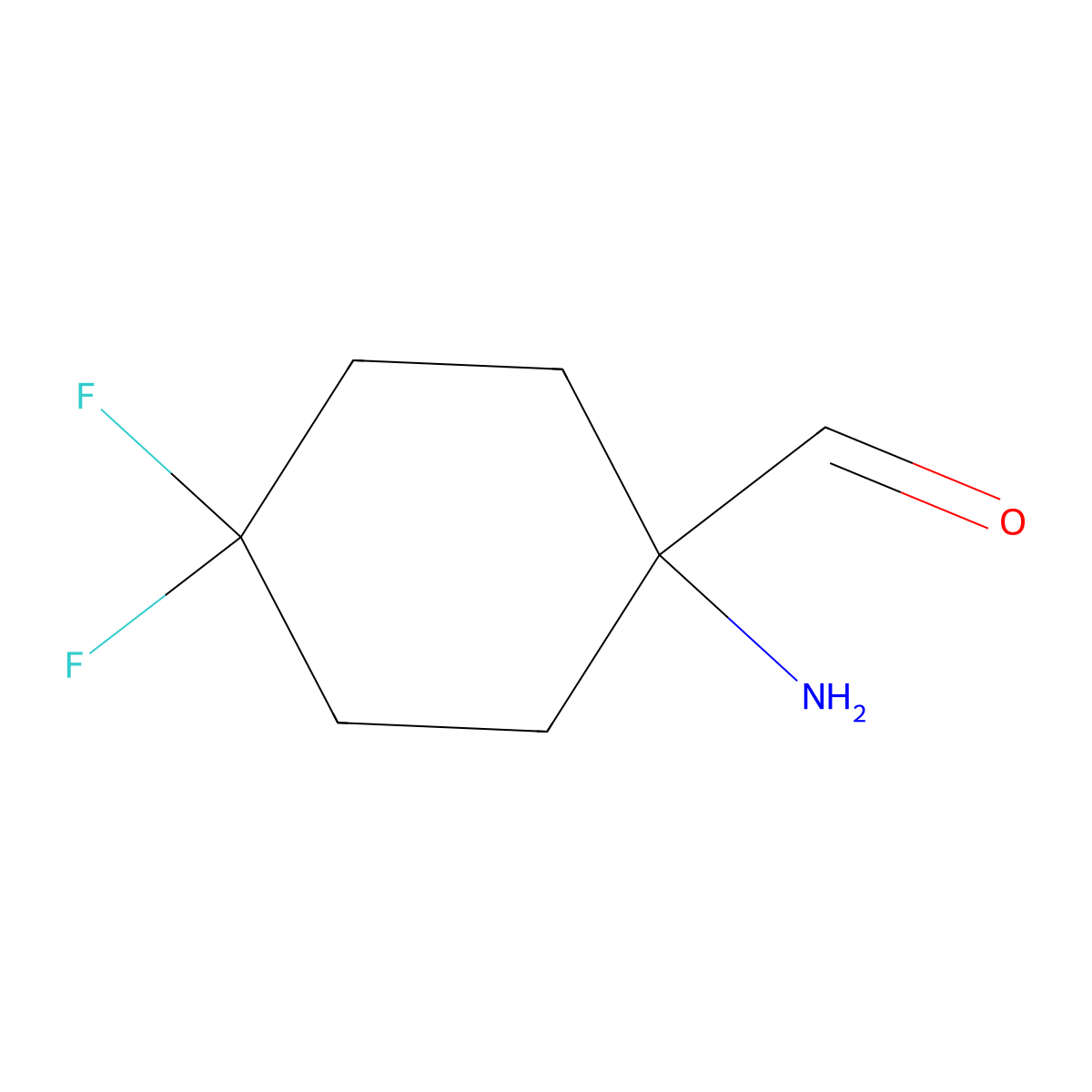 1-Amino-4,4-difluorocyclohexane-1-carbaldehyde molecular structure, CAS 2763927-65-5