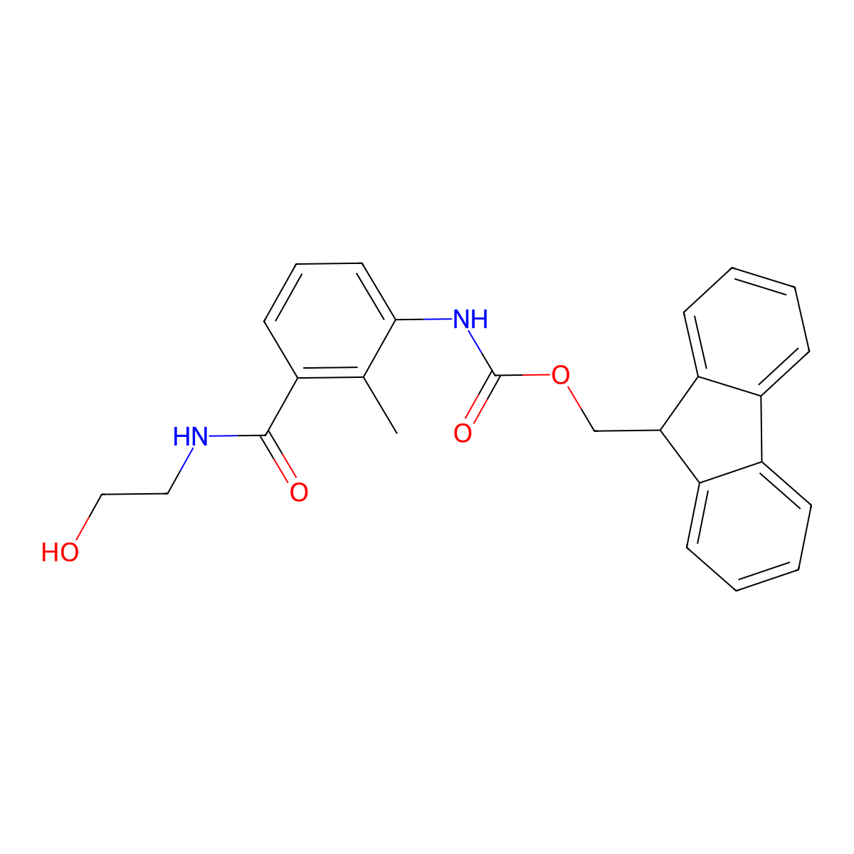 (9H-fluoren-9-yl)methyl N-{3-[(2-hydroxyethyl)carbamoyl]-2-methylphenyl}carbamate molecular structure, CAS 2763927-66-6