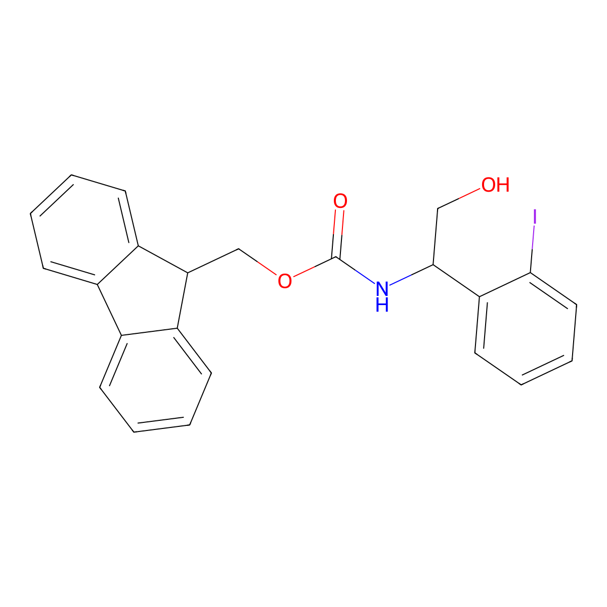 (9H-fluoren-9-yl)methyl N-[2-hydroxy-1-(2-iodophenyl)ethyl]carbamate molecular structure, CAS 2763927-67-7