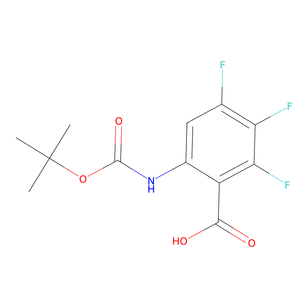 6-{[(Tert-butoxy)carbonyl]amino}-2,3,4-trifluorobenzoic acid molecular structure, CAS 2763927-69-9