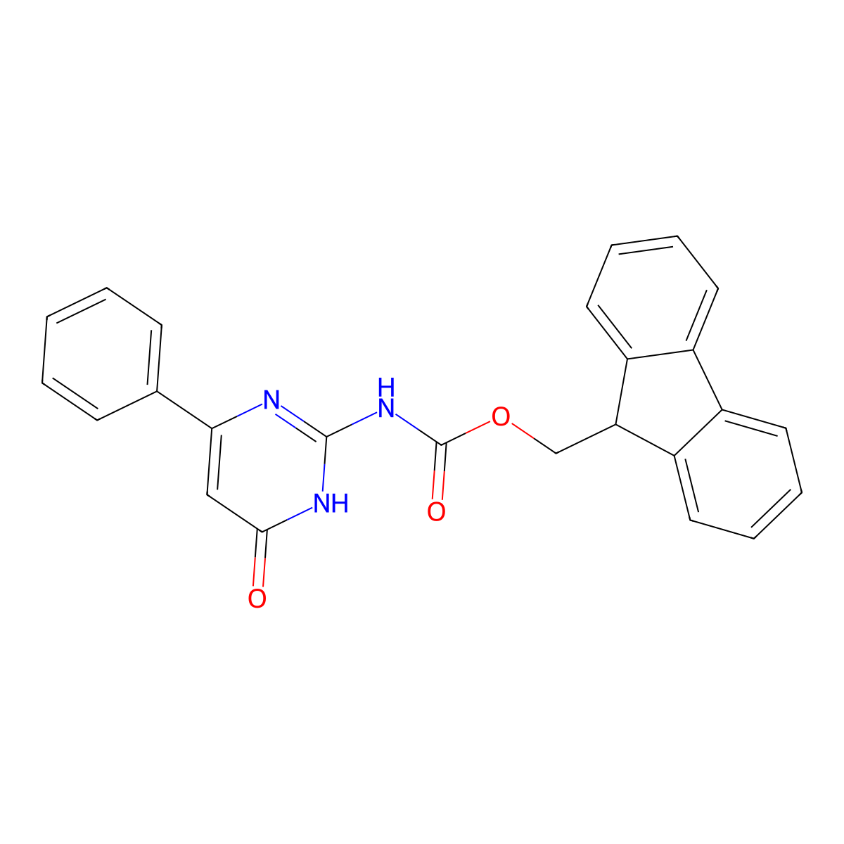(9H-fluoren-9-yl)methyl N-(4-hydroxy-6-phenylpyrimidin-2-yl)carbamate molecular structure, CAS 2763927-71-3