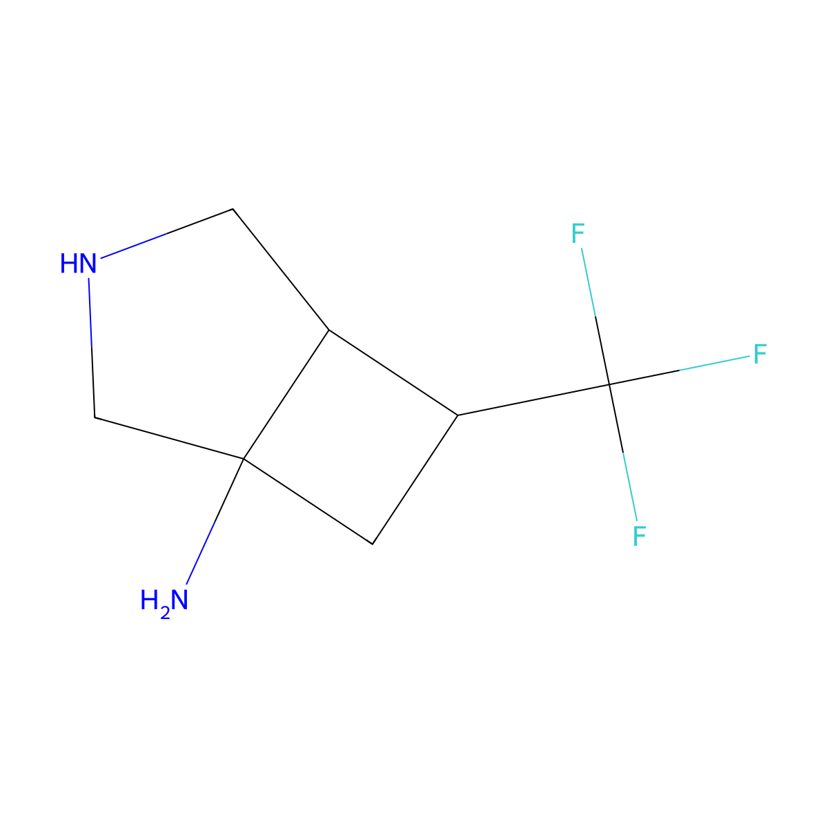 rac-(1R,5S,6S)-6-(trifluoromethyl)-3-azabicyclo[3.2.0]heptan-1-amine molecular structure, CAS 2763927-81-5