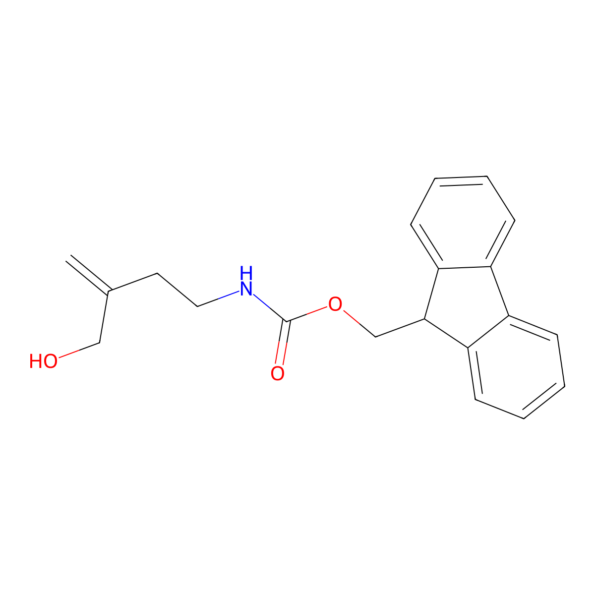 (9H-fluoren-9-yl)methyl N-(4-hydroxy-3-methylidenebutyl)carbamate molecular structure, CAS 2763927-84-8