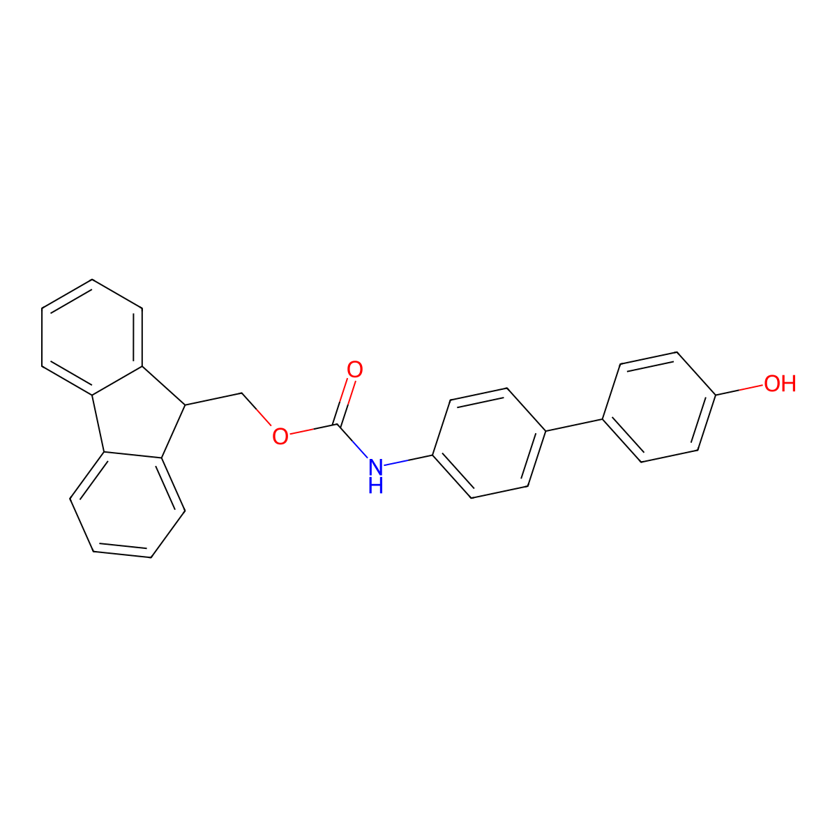 (9H-fluoren-9-yl)methyl N-{4'-hydroxy-[1,1'-biphenyl]-4-yl}carbamate molecular structure, CAS 2763927-86-0