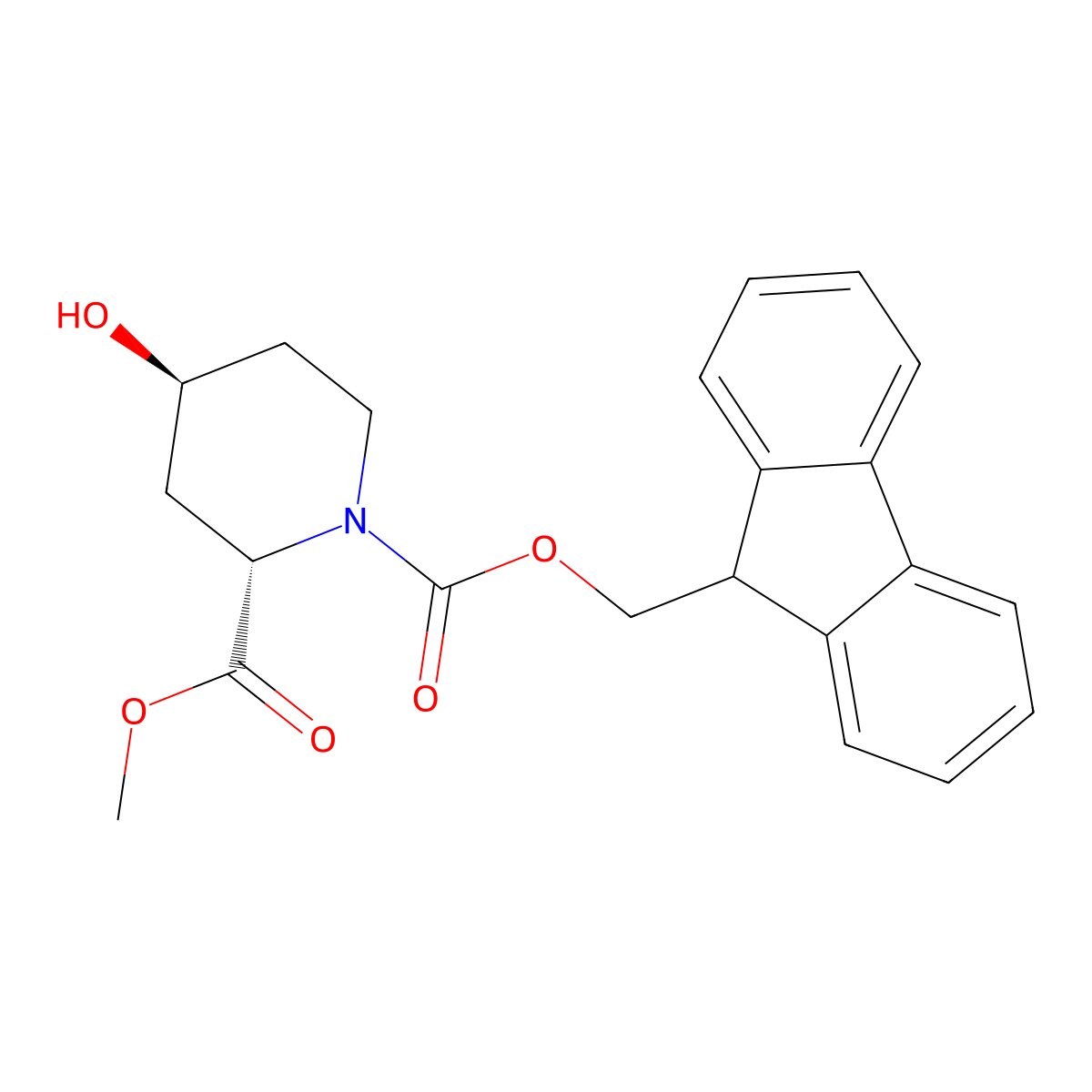 rac-1-(9H-fluoren-9-yl)methyl 2-methyl (2R,4R)-4-hydroxypiperidine-1,2-dicarboxylate molecular structure, CAS 2763927-90-6