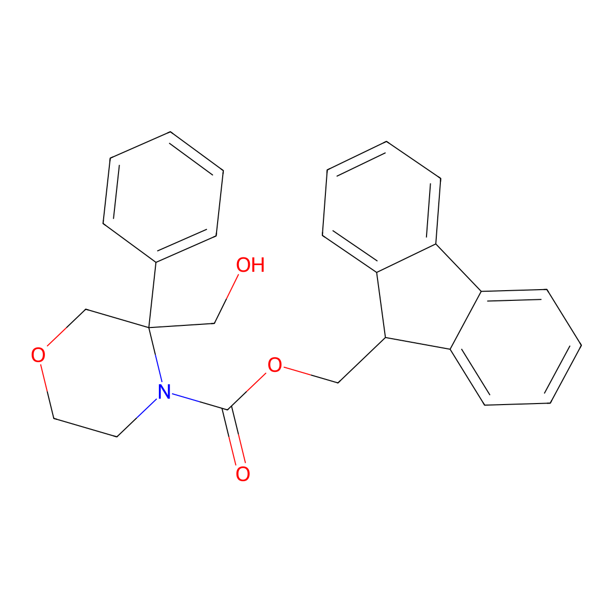 (9H-fluoren-9-yl)methyl 3-(hydroxymethyl)-3-phenylmorpholine-4-carboxylate molecular structure, CAS 2763927-99-5