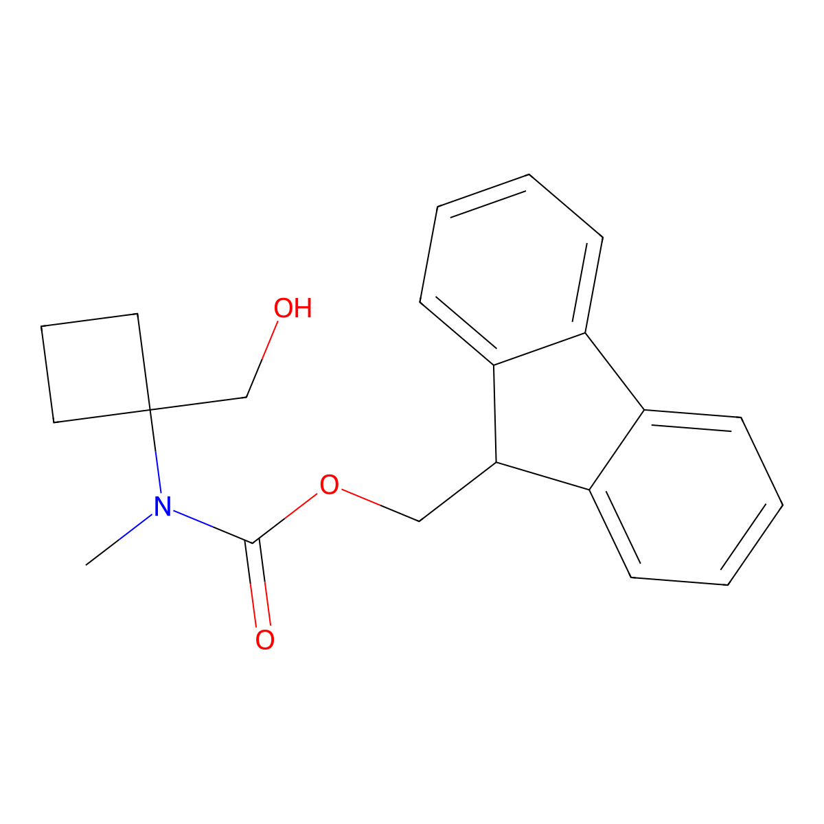 (9H-fluoren-9-yl)methyl N-[1-(hydroxymethyl)cyclobutyl]-N-methylcarbamate molecular structure, CAS 2763928-00-1