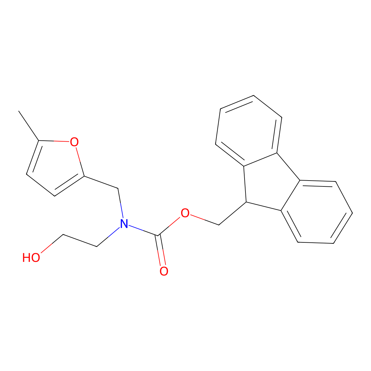(9H-fluoren-9-yl)methyl N-(2-hydroxyethyl)-N-[(5-methylfuran-2-yl)methyl]carbamate molecular structure, CAS 2763928-01-2