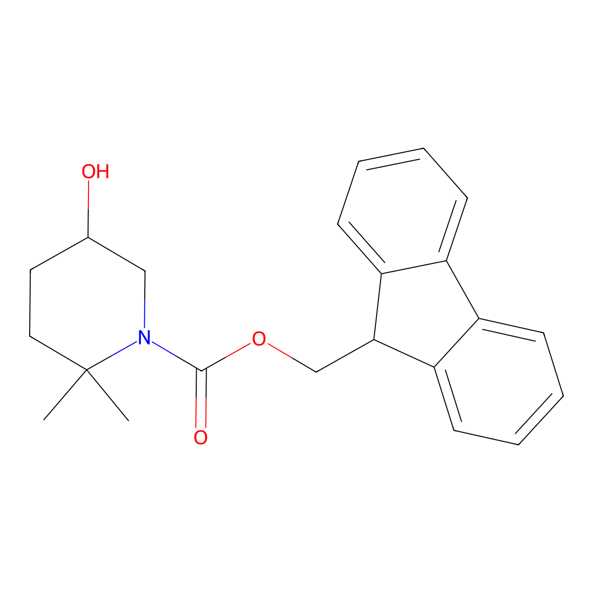 (9H-fluoren-9-yl)methyl 5-hydroxy-2,2-dimethylpiperidine-1-carboxylate molecular structure, CAS 2763928-04-5
