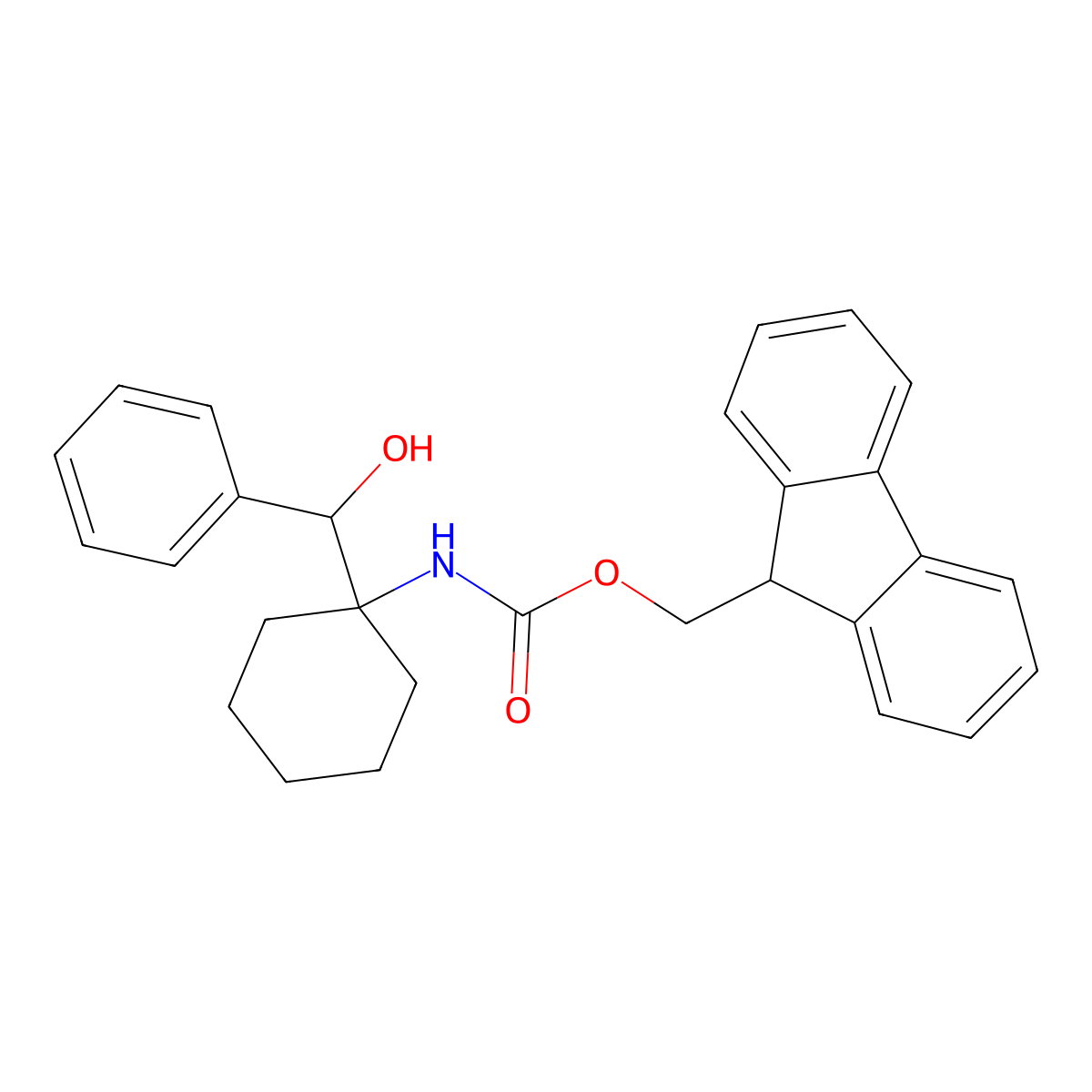 (9H-fluoren-9-yl)methyl N-{1-[hydroxy(phenyl)methyl]cyclohexyl}carbamate molecular structure, CAS 2763928-05-6