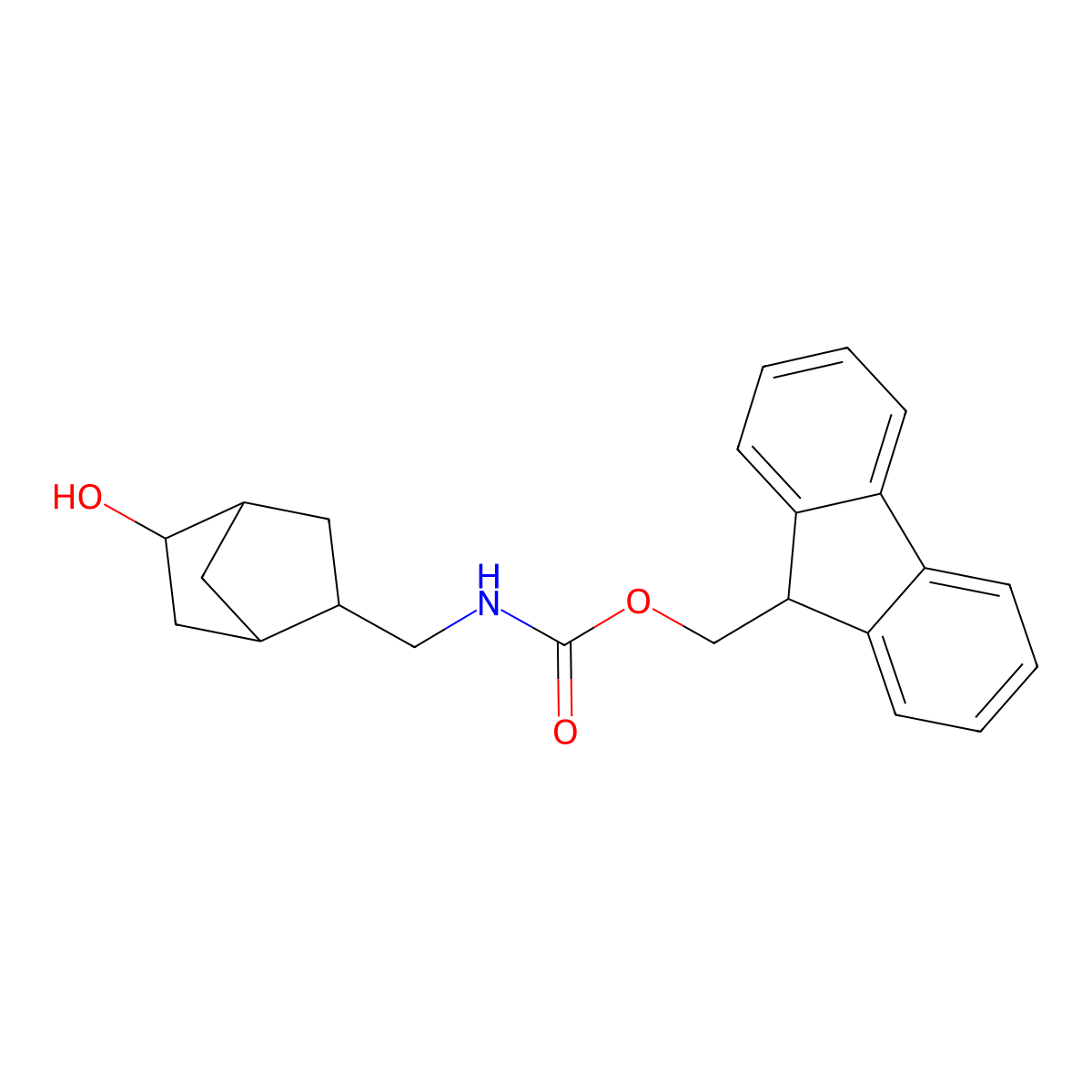 rac-(9H-fluoren-9-yl)methyl N-{[(1R,2R,4R,5R)-5-hydroxybicyclo[2.2.1]heptan-2-yl]methyl}carbamate molecular structure, CAS 2763928-15-8