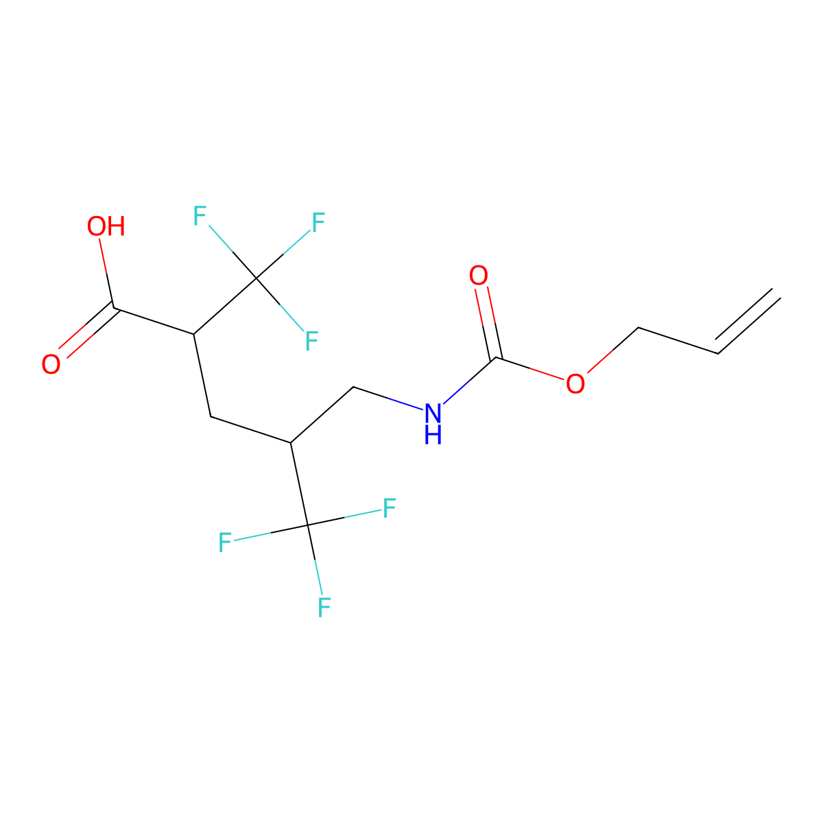 5,5,5-Trifluoro-4-({[(prop-2-en-1-yloxy)carbonyl]amino}methyl)-2-(trifluoromethyl)pentanoic acid molecular structure, CAS 2763928-16-9