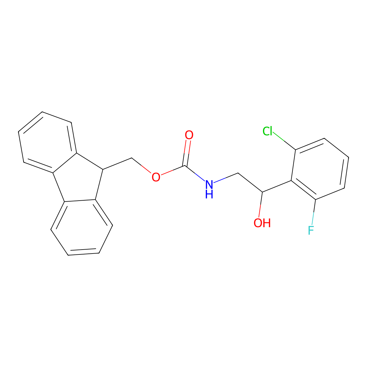 (9H-fluoren-9-yl)methyl N-[2-(2-chloro-6-fluorophenyl)-2-hydroxyethyl]carbamate molecular structure, CAS 2763928-26-1