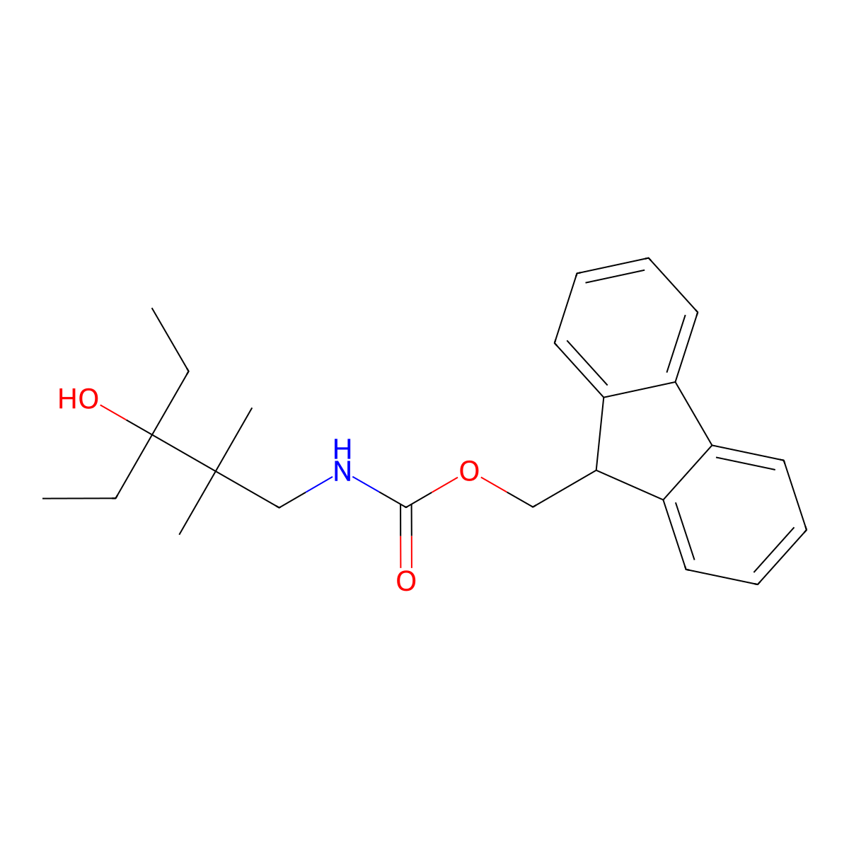 (9H-fluoren-9-yl)methyl N-(3-ethyl-3-hydroxy-2,2-dimethylpentyl)carbamate molecular structure, CAS 2763928-28-3