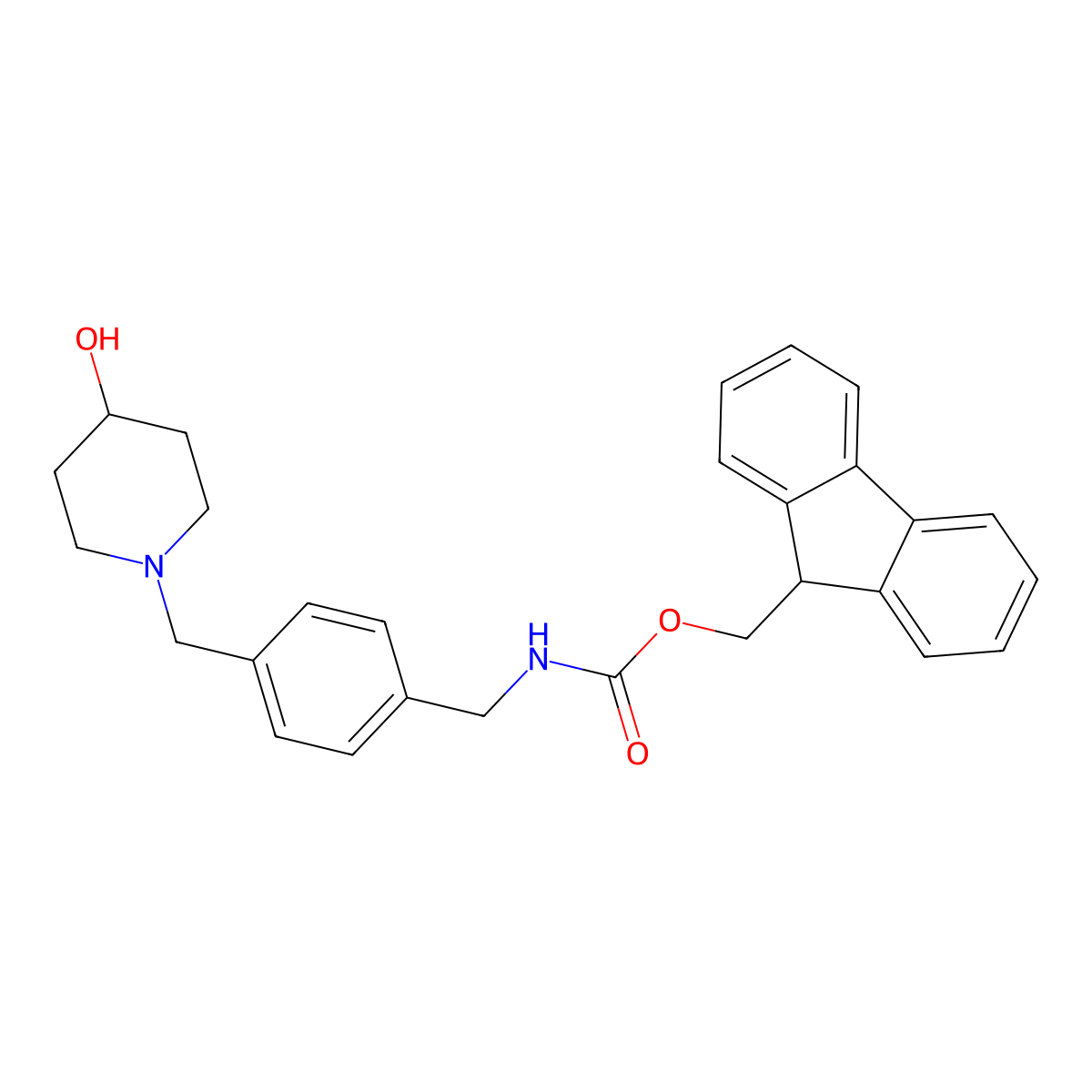 (9H-fluoren-9-yl)methyl N-({4-[(4-hydroxypiperidin-1-yl)methyl]phenyl}methyl)carbamate molecular structure, CAS 2763928-30-7