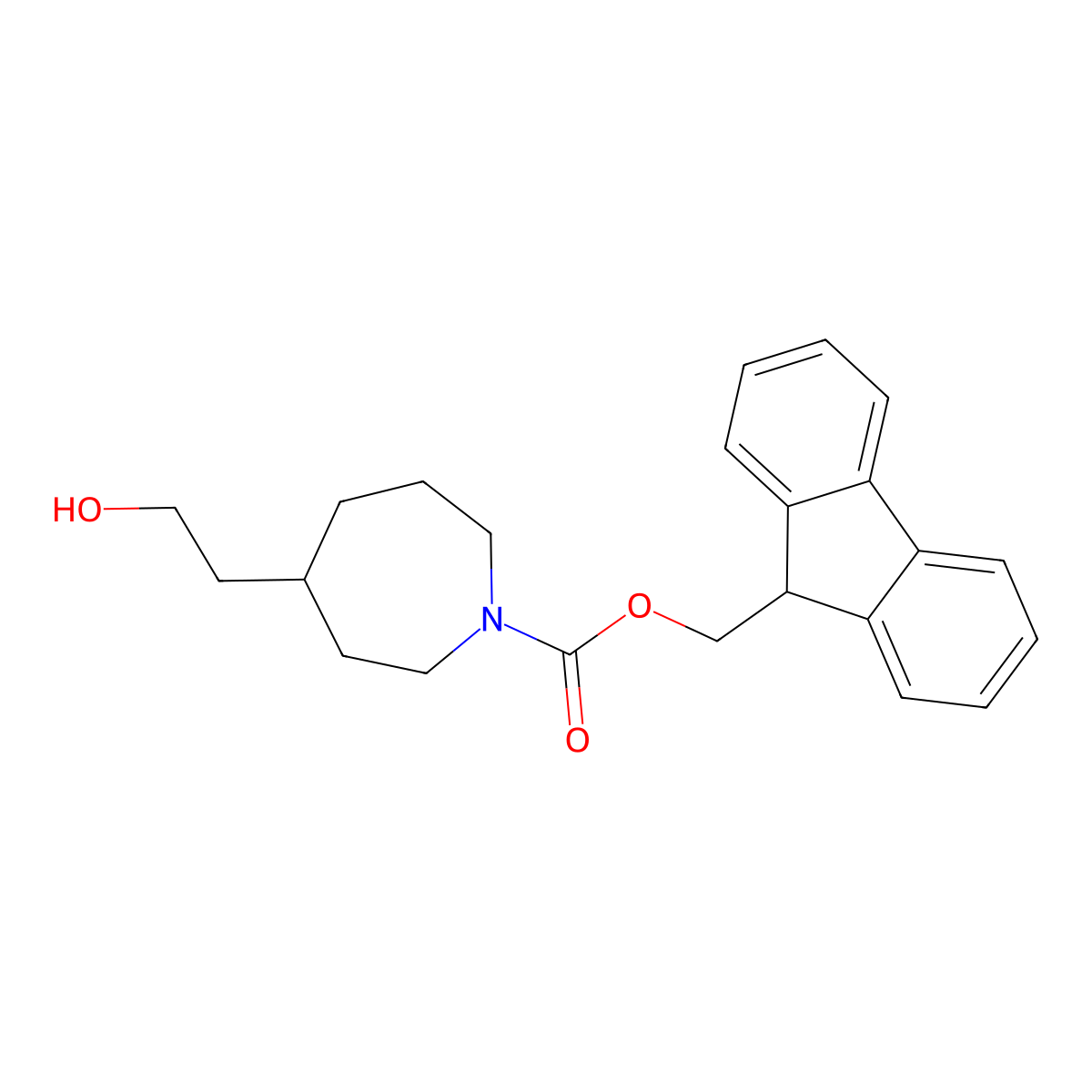 9H-fluoren-9-ylmethyl 4-(2-hydroxyethyl)azepane-1-carboxylate molecular structure, CAS 2763928-32-9