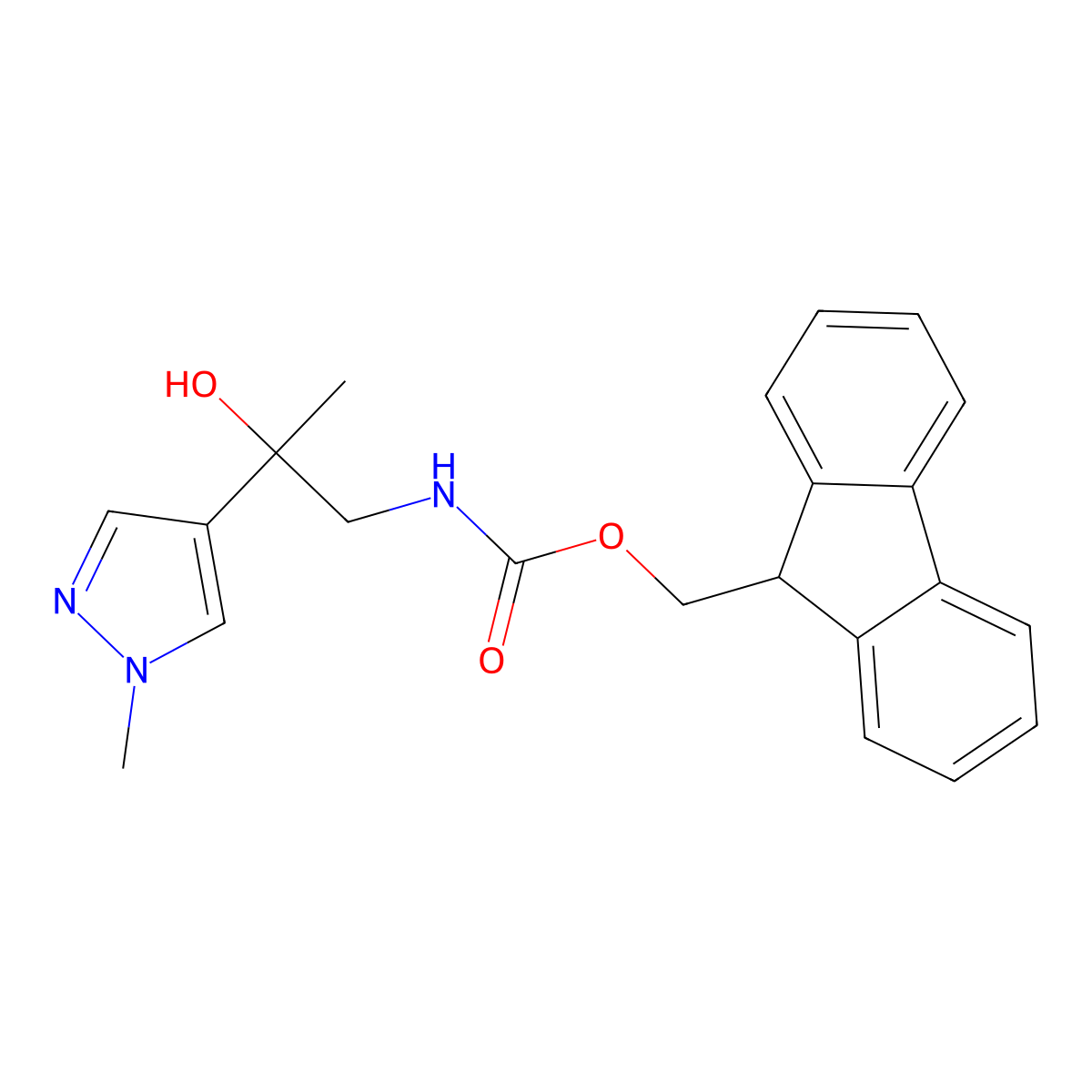 (9H-fluoren-9-yl)methyl N-[2-hydroxy-2-(1-methyl-1H-pyrazol-4-yl)propyl]carbamate molecular structure, CAS 2763928-35-2