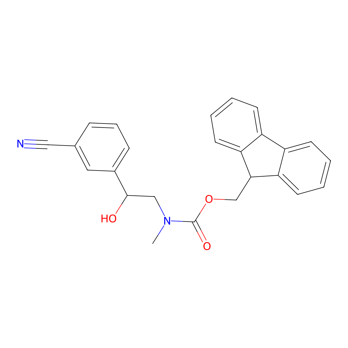 (9H-fluoren-9-yl)methyl N-[2-(3-cyanophenyl)-2-hydroxyethyl]-N-methylcarbamate molecular structure, CAS 2763928-40-9