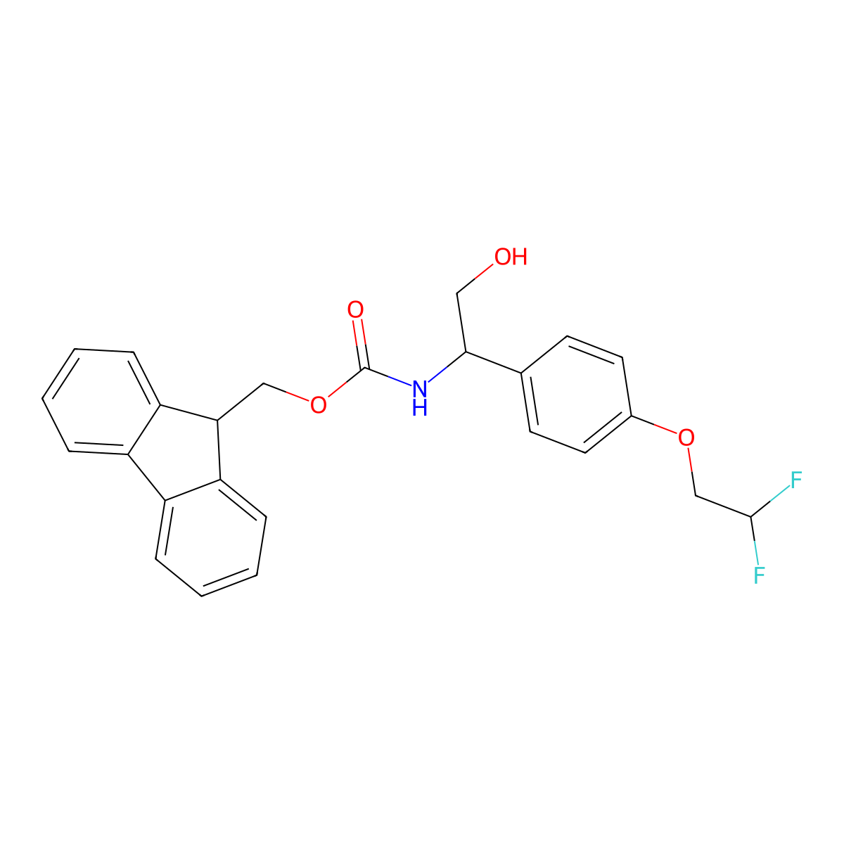 (9H-fluoren-9-yl)methyl N-{1-[4-(2,2-difluoroethoxy)phenyl]-2-hydroxyethyl}carbamate molecular structure, CAS 2763928-42-1