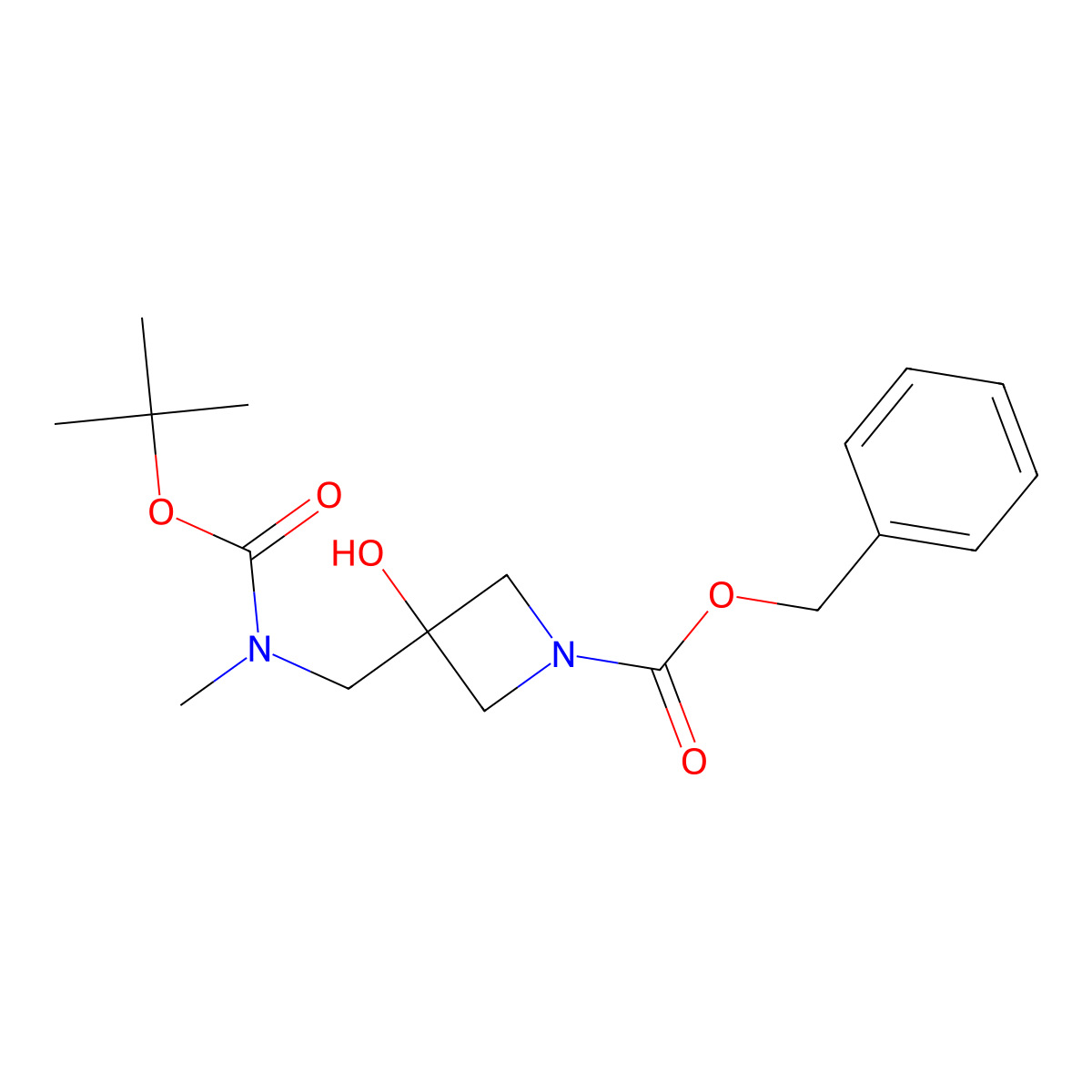 Benzyl 3-({[(tert-butoxy)carbonyl](methyl)amino}methyl)-3-hydroxyazetidine-1-carboxylate molecular structure, CAS 2763928-47-6