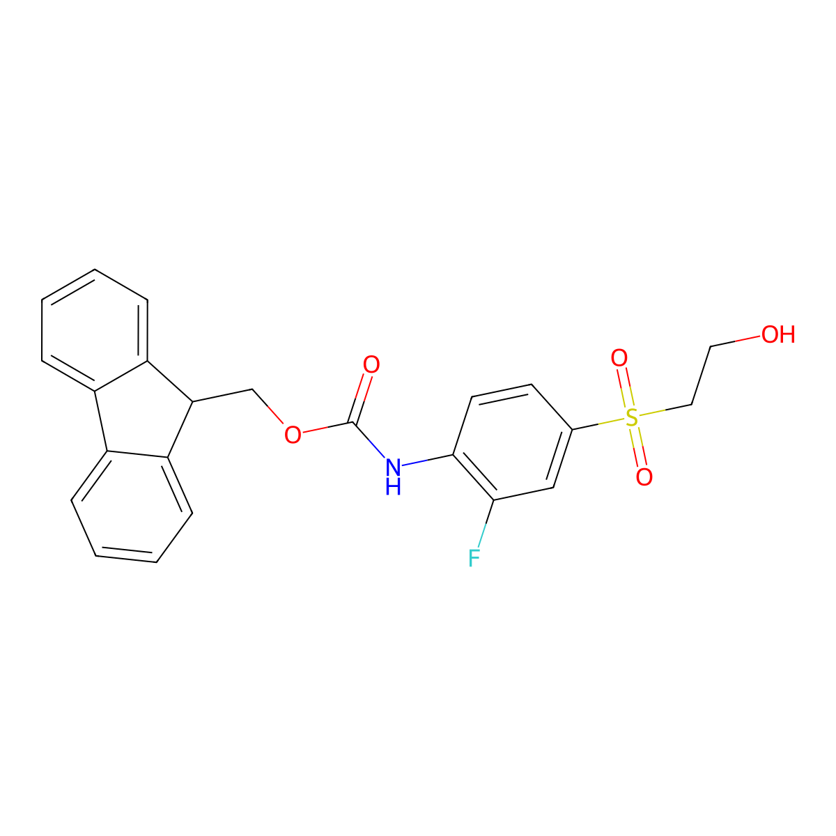 (9H-fluoren-9-yl)methyl N-[2-fluoro-4-(2-hydroxyethanesulfonyl)phenyl]carbamate molecular structure, CAS 2763928-67-0