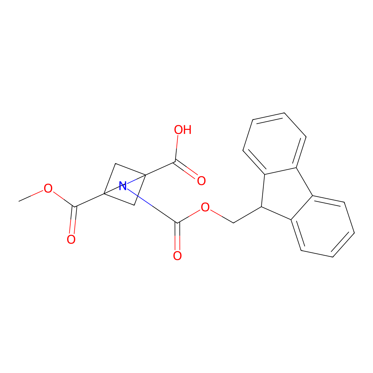 2-{[(9H-fluoren-9-yl)methoxy]carbonyl}-4-(methoxycarbonyl)-2-azabicyclo[2.1.1]hexane-1-carboxylic acid molecular structure, CAS 2763928-76-1