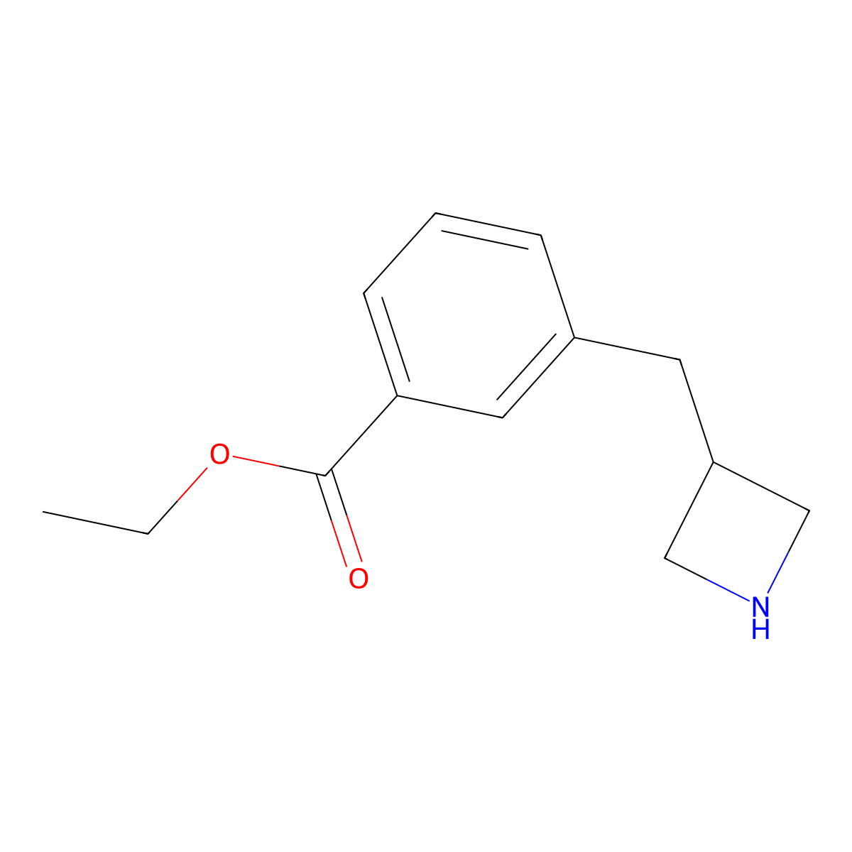 Ethyl 3-[(azetidin-3-yl)methyl]benzoate molecular structure, CAS 2763929-01-5