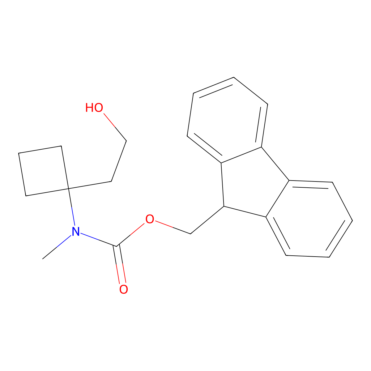 (9H-fluoren-9-yl)methyl N-[1-(2-hydroxyethyl)cyclobutyl]-N-methylcarbamate molecular structure, CAS 2763929-10-6