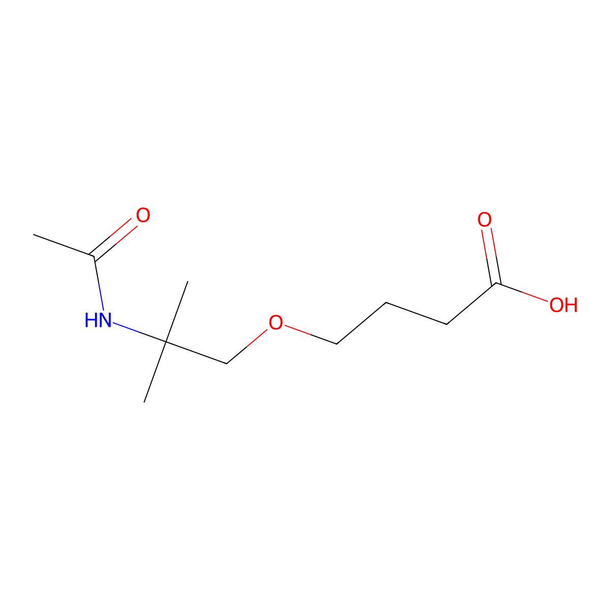 4-(2-Acetamido-2-methylpropoxy)butanoic acid molecular structure, CAS 2763929-13-9
