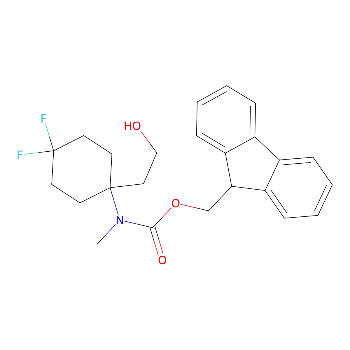 (9H-fluoren-9-yl)methyl N-[4,4-difluoro-1-(2-hydroxyethyl)cyclohexyl]-N-methylcarbamate molecular structure, CAS 2763930-37-4