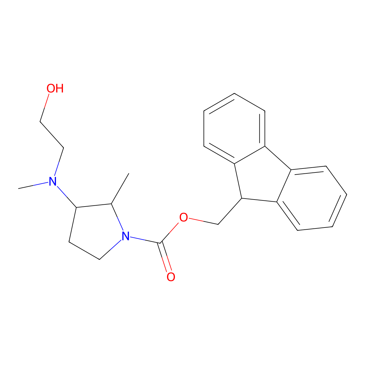 rac-(9H-fluoren-9-yl)methyl (2R,3R)-3-[(2-hydroxyethyl)(methyl)amino]-2-methylpyrrolidine-1-carboxylate molecular structure, CAS 2763930-39-6