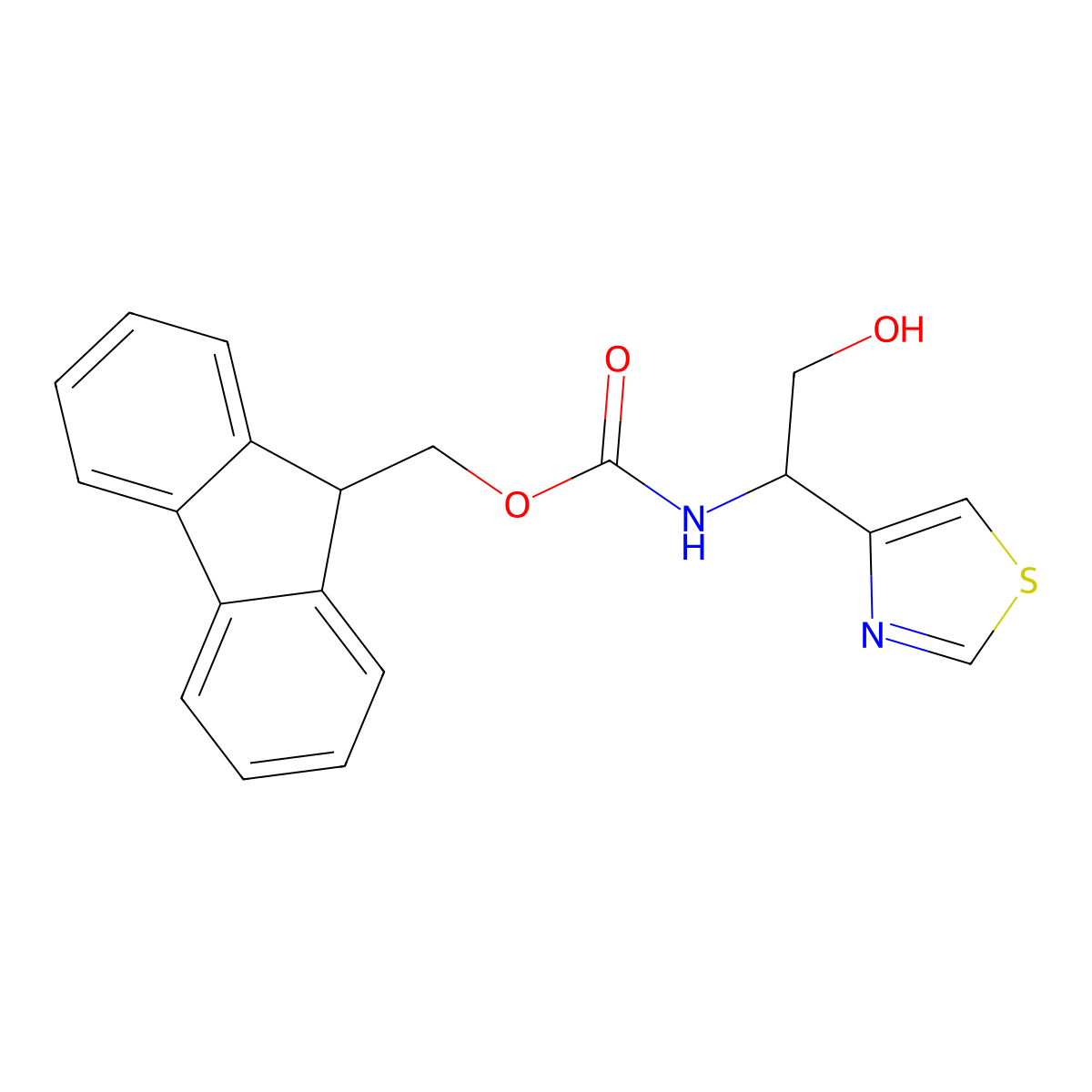 (9H-fluoren-9-yl)methyl N-[2-hydroxy-1-(1,3-thiazol-4-yl)ethyl]carbamate molecular structure, CAS 2763930-41-0