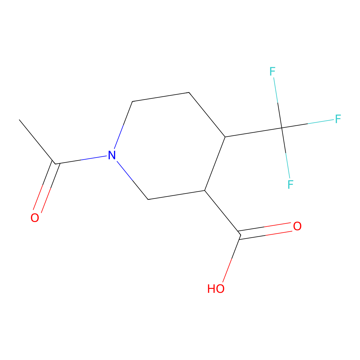 rac-(3R,4S)-1-acetyl-4-(trifluoromethyl)piperidine-3-carboxylic acid molecular structure, CAS 2763930-43-2