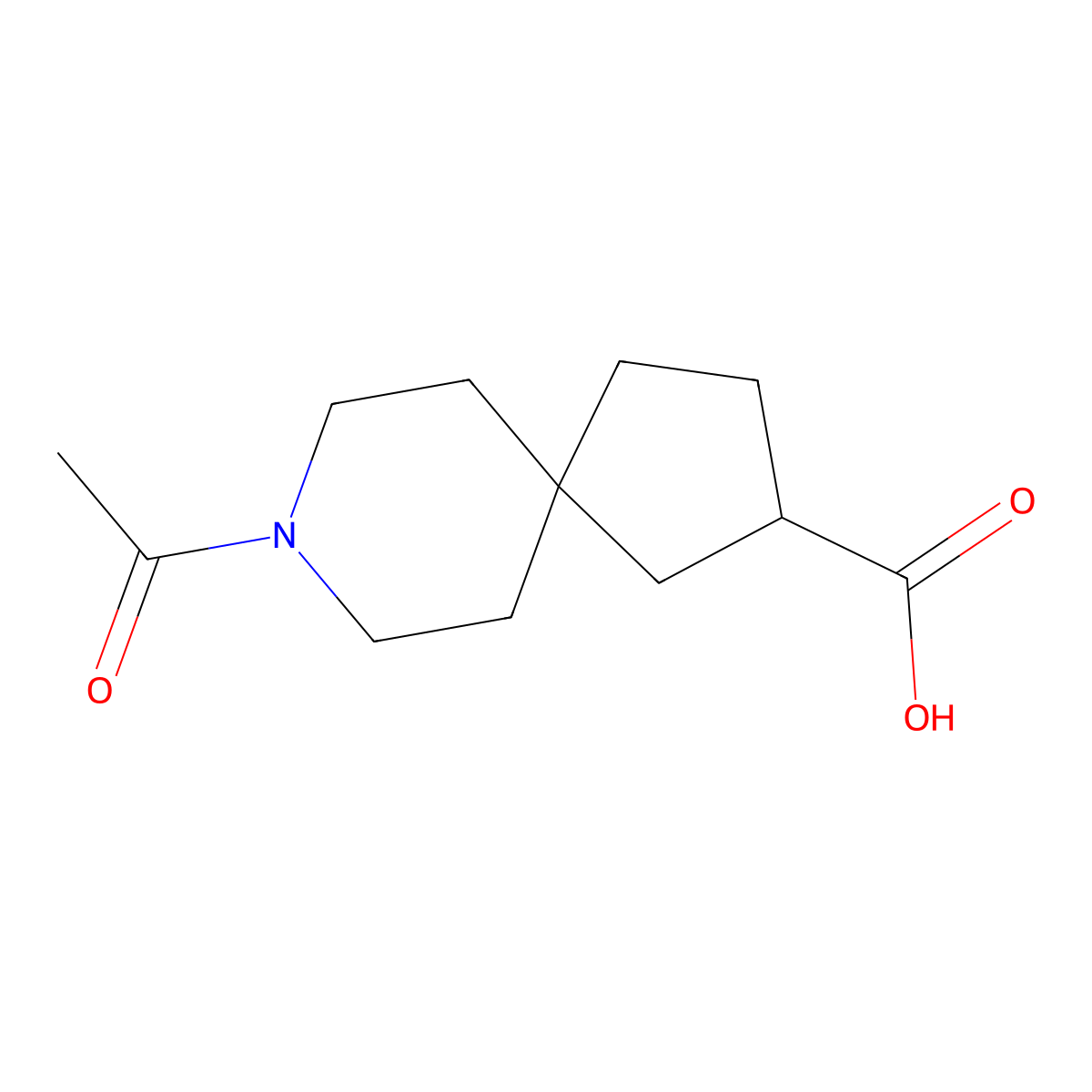 8-Acetyl-8-azaspiro[4.5]decane-2-carboxylic acid molecular structure, CAS 2763930-45-4