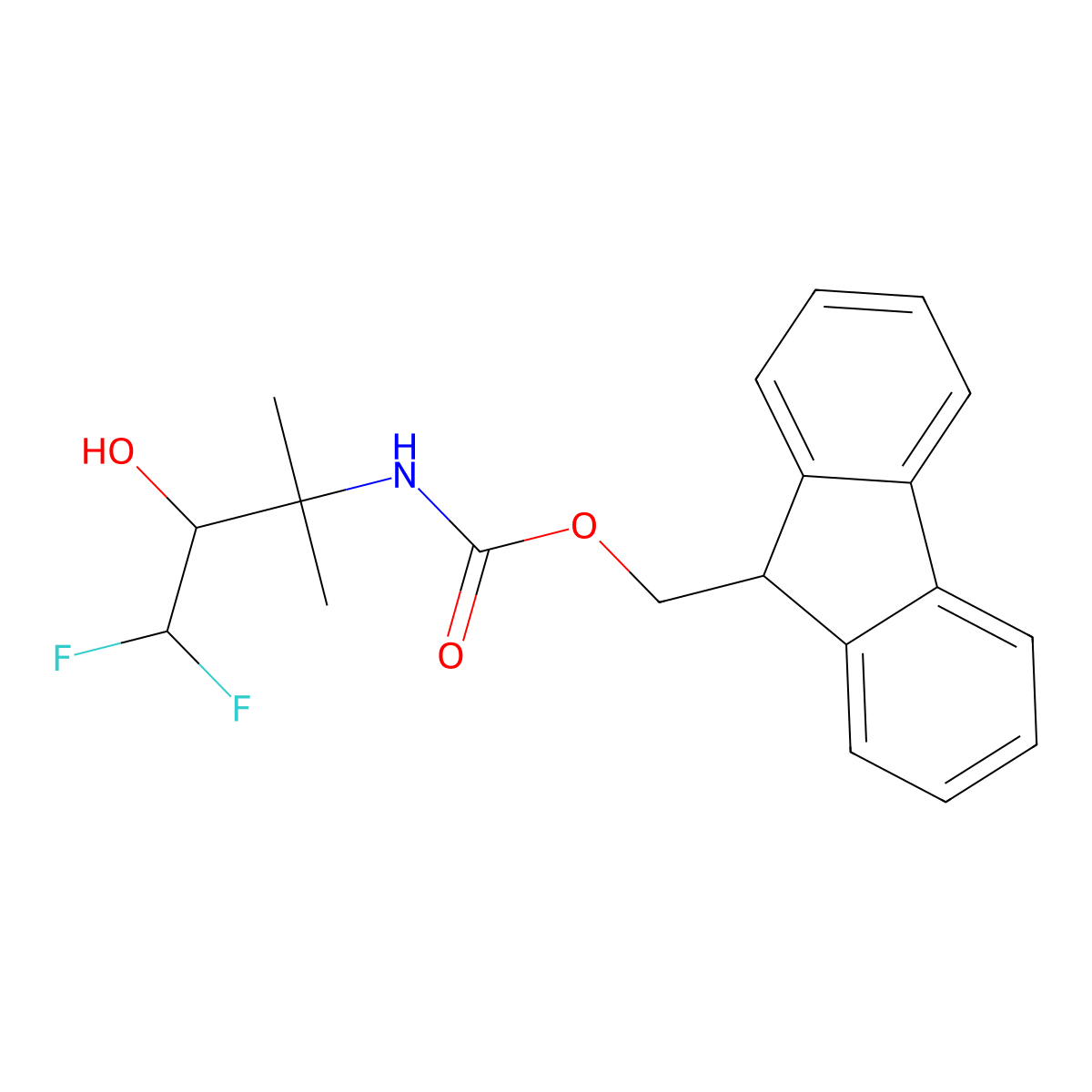 (9H-fluoren-9-yl)methyl N-(4,4-difluoro-3-hydroxy-2-methylbutan-2-yl)carbamate molecular structure, CAS 2763930-47-6