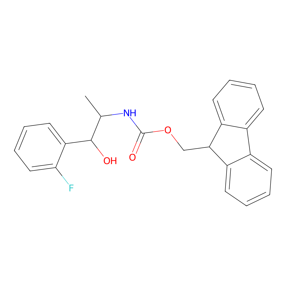 (9H-fluoren-9-yl)methyl N-[1-(2-fluorophenyl)-1-hydroxypropan-2-yl]carbamate molecular structure, CAS 2763930-48-7