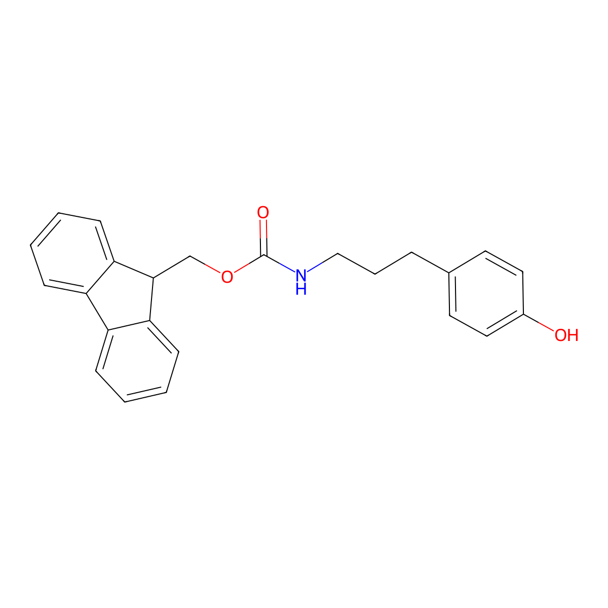 (9H-fluoren-9-yl)methyl N-[3-(4-hydroxyphenyl)propyl]carbamate molecular structure, CAS 2763930-52-3