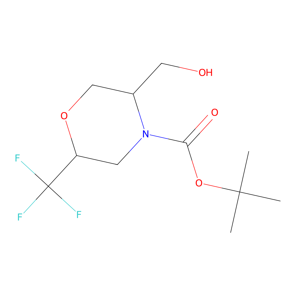 rac-tert-butyl (2R,5R)-5-(hydroxymethyl)-2-(trifluoromethyl)morpholine-4-carboxylate molecular structure, CAS 2763930-62-5