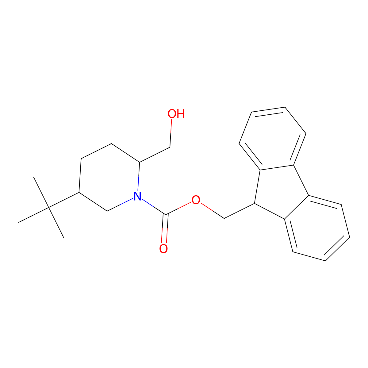(9H-fluoren-9-yl)methyl 5-tert-butyl-2-(hydroxymethyl)piperidine-1-carboxylate molecular structure, CAS 2763930-66-9
