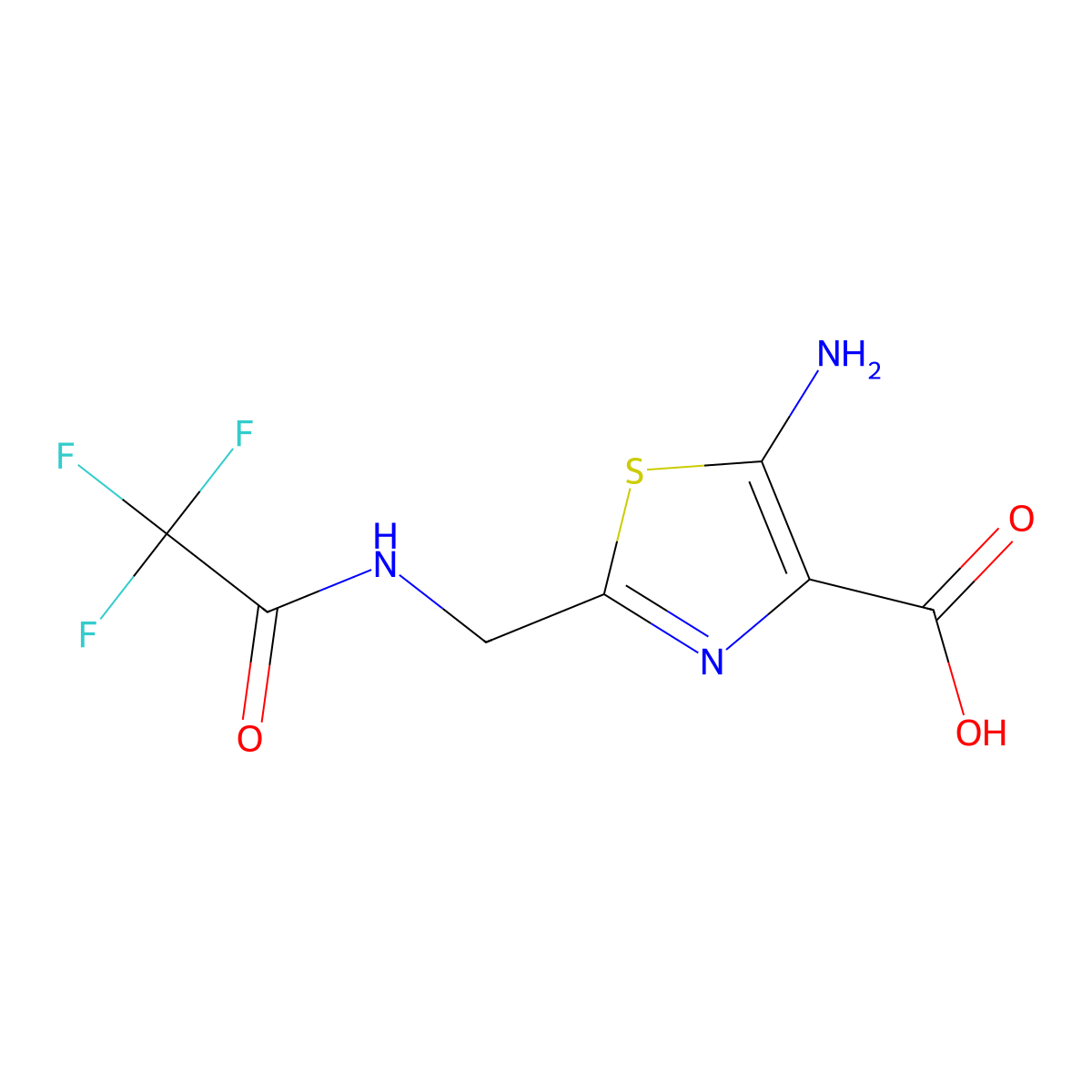 5-Amino-2-[(2,2,2-trifluoroacetamido)methyl]-1,3-thiazole-4-carboxylic acid molecular structure, CAS 2763930-68-1
