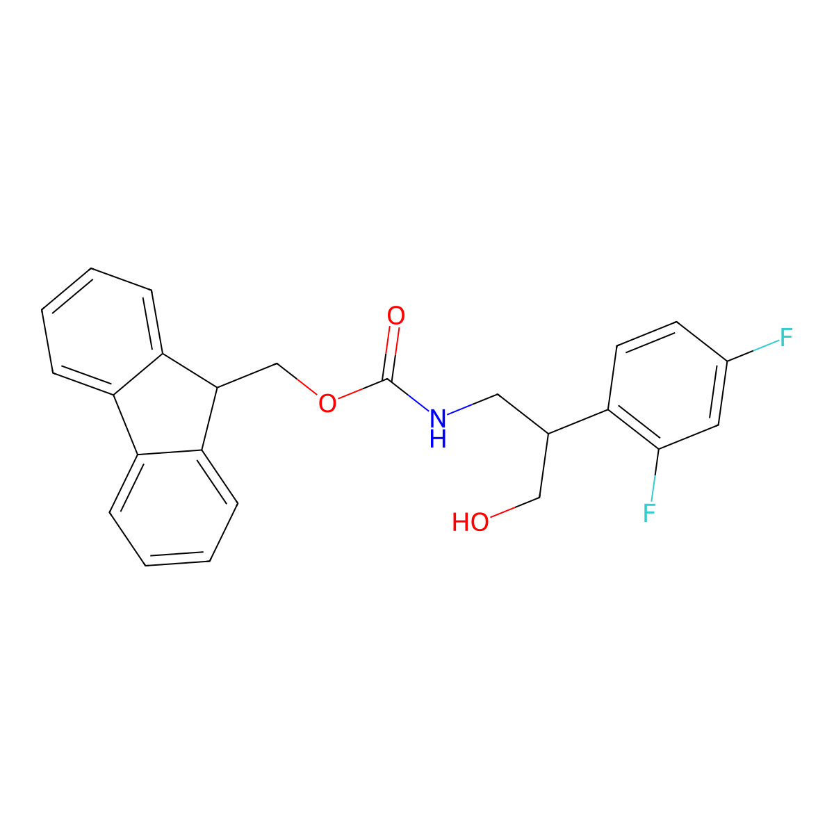 (9H-fluoren-9-yl)methyl N-[2-(2,4-difluorophenyl)-3-hydroxypropyl]carbamate molecular structure, CAS 2763930-72-7