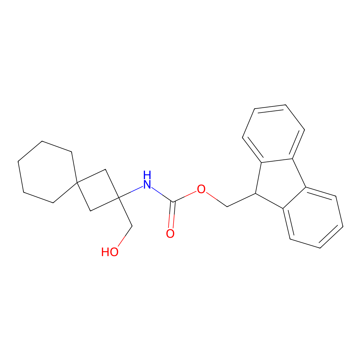 (9H-fluoren-9-yl)methyl N-[2-(hydroxymethyl)spiro[3.5]nonan-2-yl]carbamate molecular structure, CAS 2763930-77-2