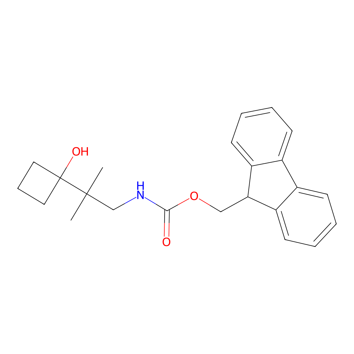 (9H-fluoren-9-yl)methyl N-[2-(1-hydroxycyclobutyl)-2-methylpropyl]carbamate molecular structure, CAS 2763930-80-7
