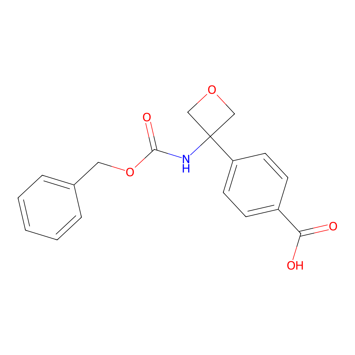 4-(3-{[(Benzyloxy)carbonyl]amino}oxetan-3-yl)benzoic acid molecular structure, CAS 2763930-98-7